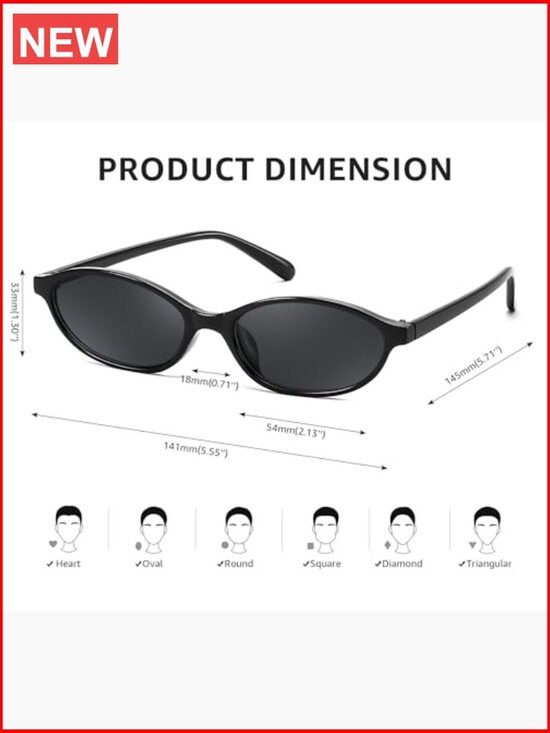 Retro Oval Cat Eye Sunglasses UV400 Lightweight 90s Y2k Narrow Trendy Shades main image 6